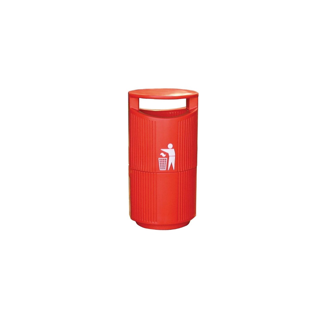 River Series Hooded Outdoor Waste Bin - Red