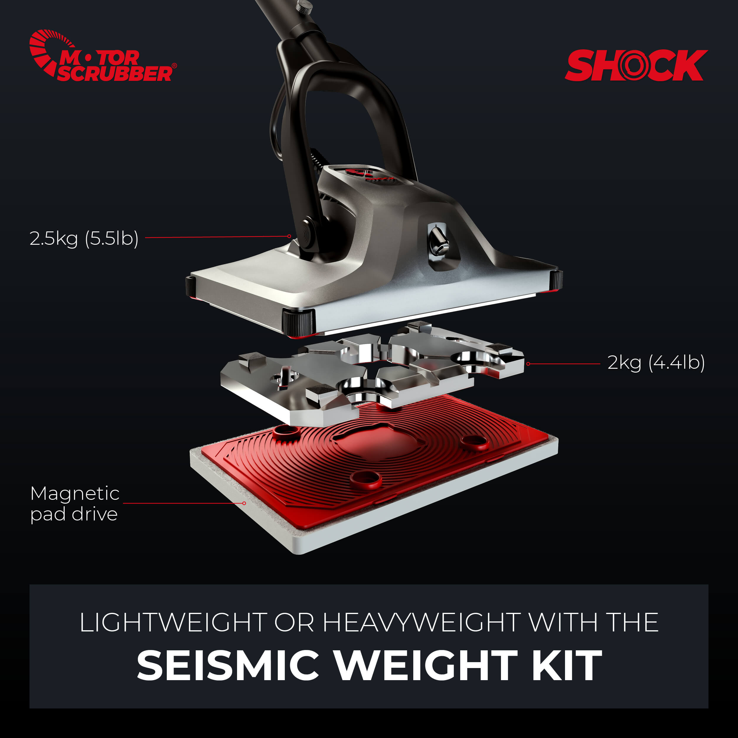 SHOCK Small Floor Scrubber Machine Starter Kit, No Backpack | MotorScrubber