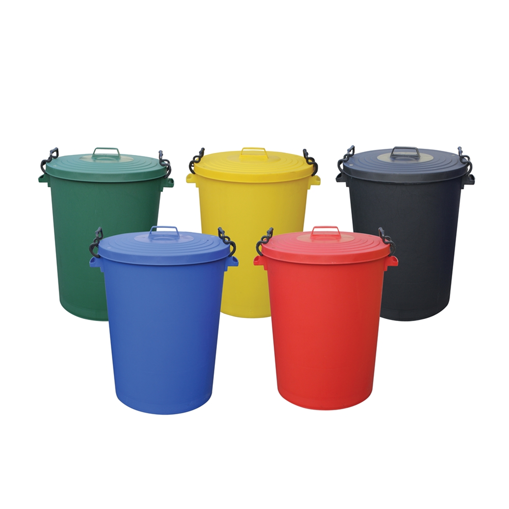 110 Ltr Plastic Dustbin With Lid - Black